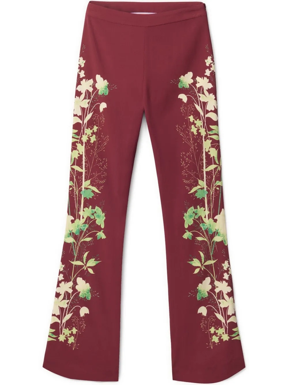 La DoubleJ Woodland-print Trousers Cropped Floral Red Burgundy Italy Size XS